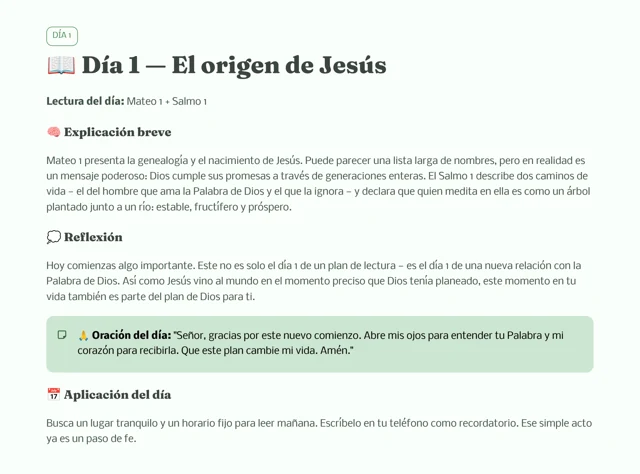 Página 7 real de Plan de Lectura Bíblica: día 1