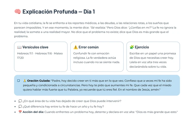Página 4 original del ebook, día 1: aplicación y oración