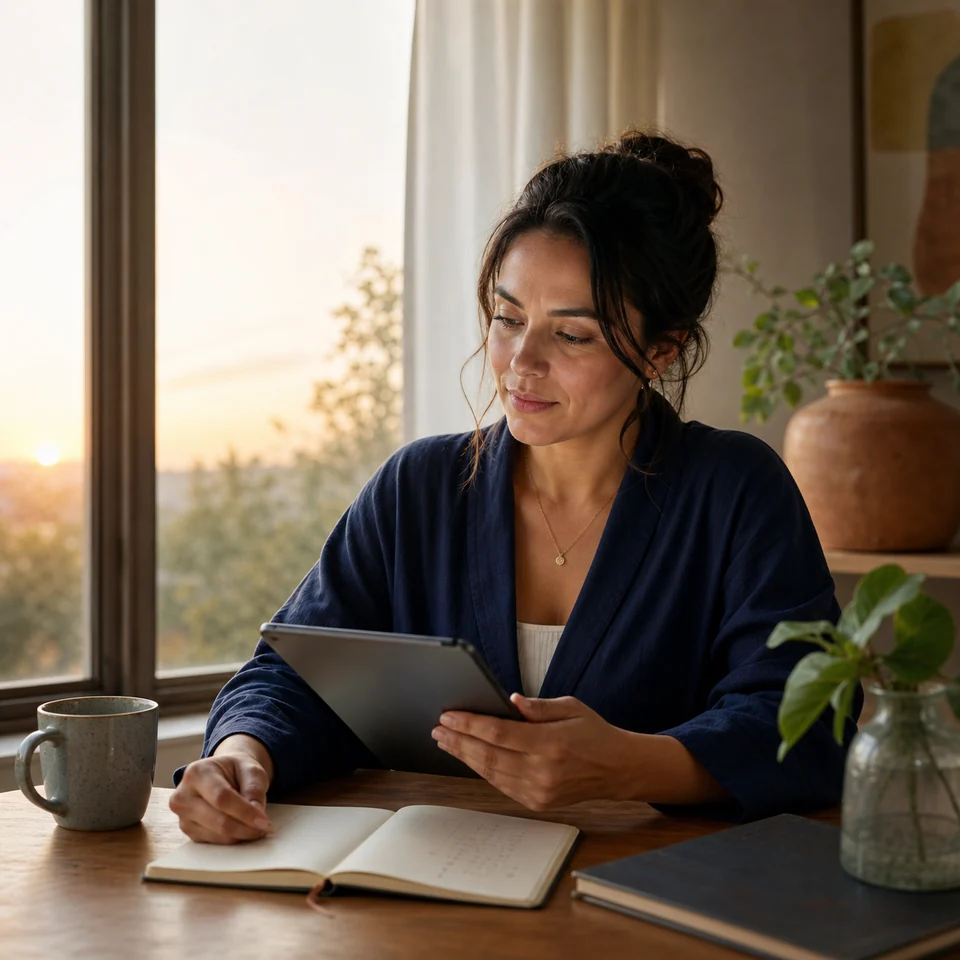 Mujer comenzando su recorrido de lectura y reflexión